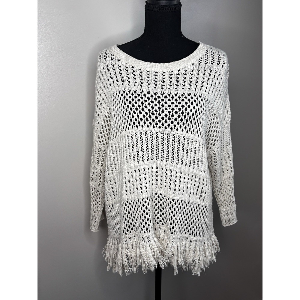 Love Stitch Women's Crochet Knit Long Sleeve Cover Up Top Size Medium
